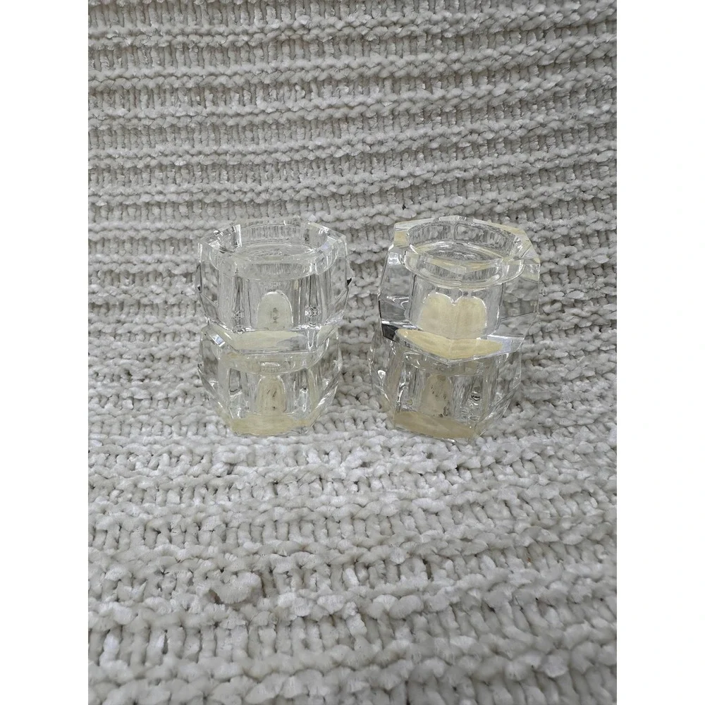 Ashland Candle Holder Elegance Hexagon Clear Glass Taper Set 4 Farmhouse‎ Decor